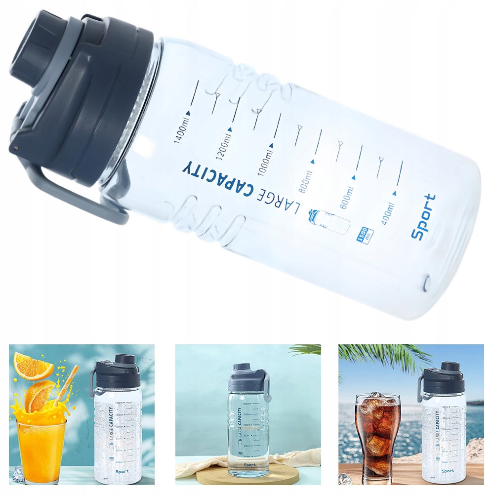SPORTS BOTTLE 1500 ML WITH GRADUATION AND SILICONE SEAL BLUE BOTTLE