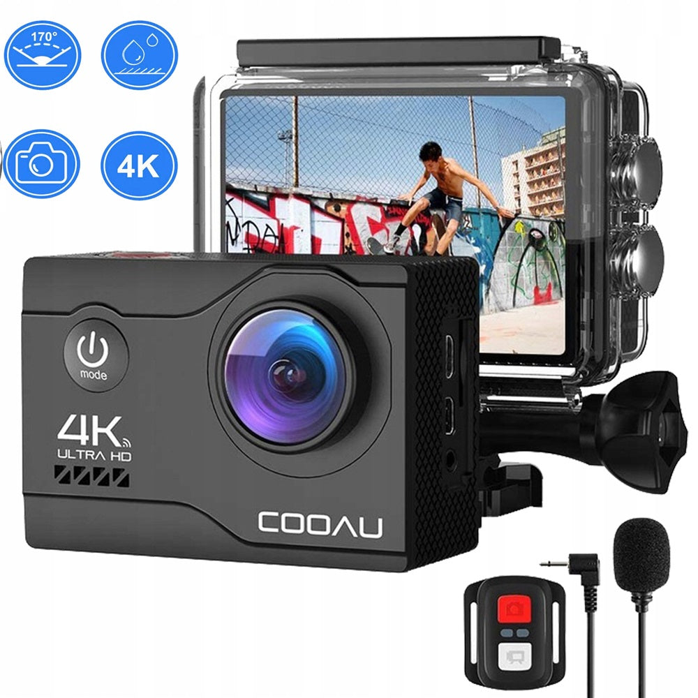SPORTS CAMERA 4K 60FPS WATERPROOF 40M,WIFI ACCESSORIES 2 BATTERIES 1200MAH Packaging status original