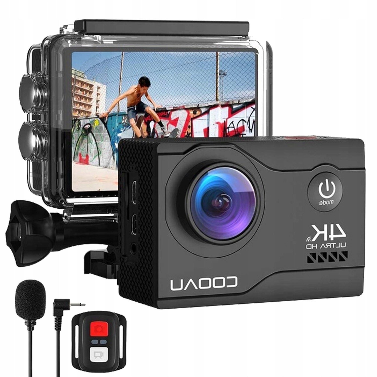 SPORTS CAMERA 4K 60FPS WATERPROOF 40M,WIFI ACCESSORIES 2 BATTERIES 1200MAH