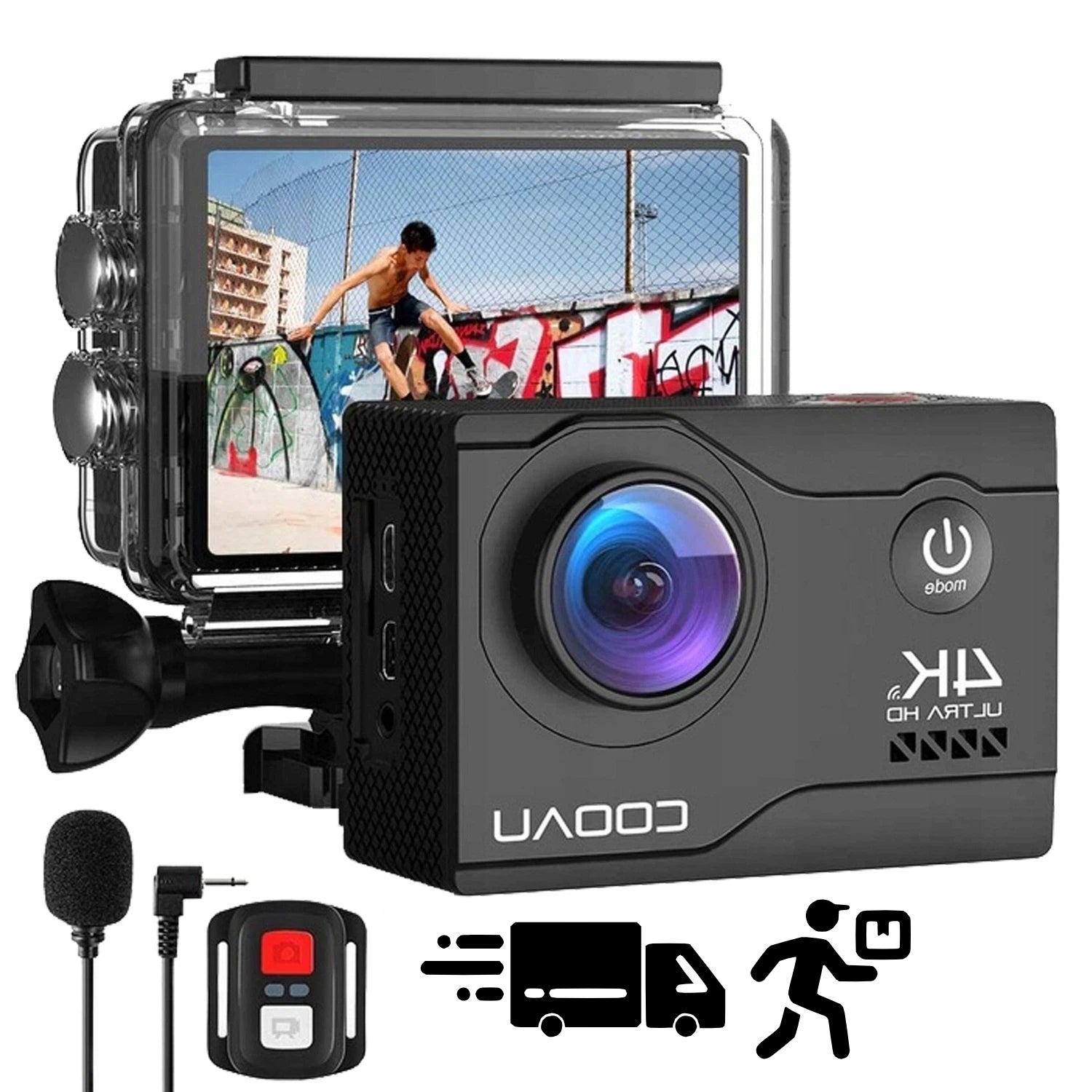 SPORTS CAMERA 4K 60FPS WATERPROOF 40M,WIFI ACCESSORIES 2 BATTERIES 1200MAH