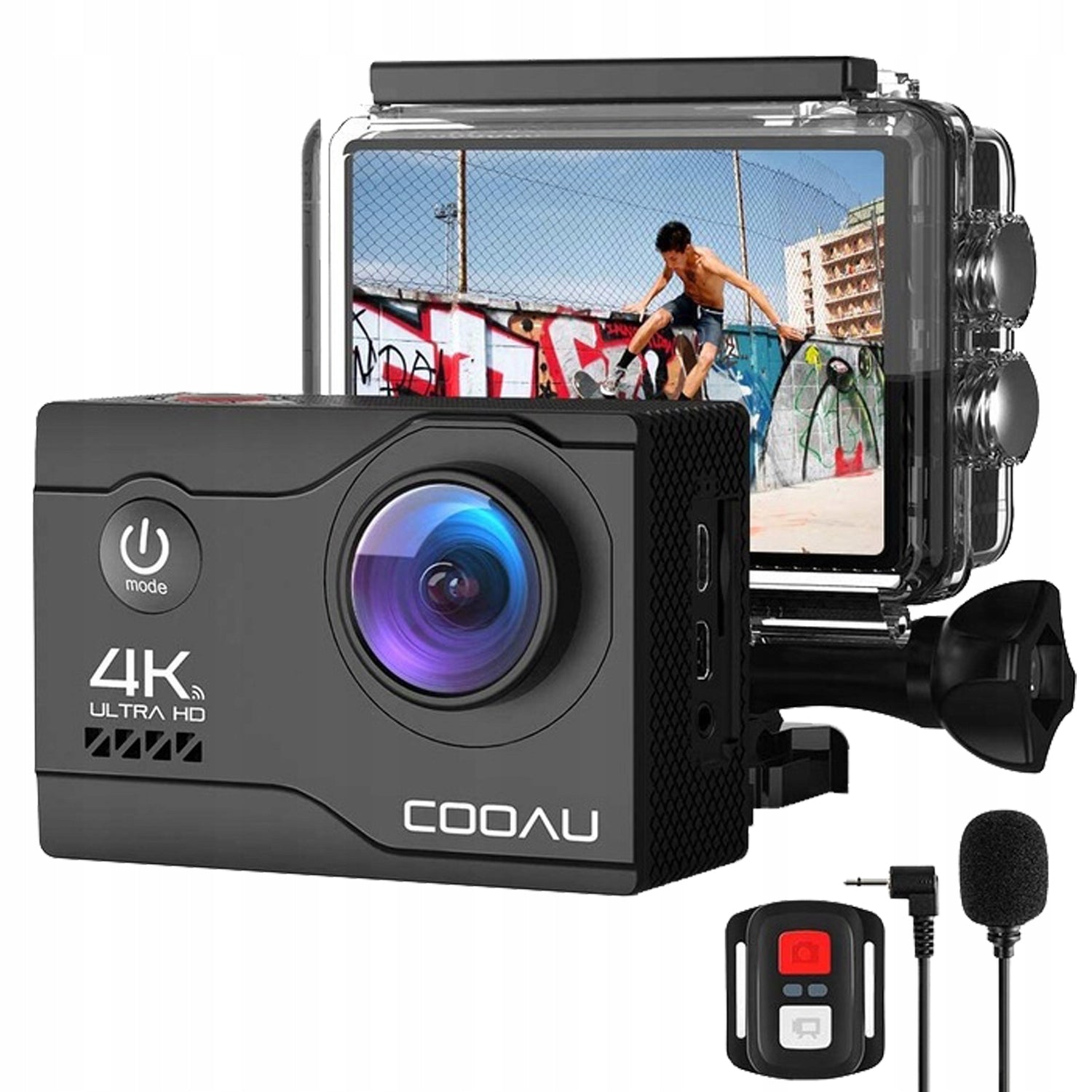 SPORTS CAMERA 4K 60FPS WATERPROOF 40M,WIFI WITH 2BATTERIES 1200MAH+ACCESSORIES