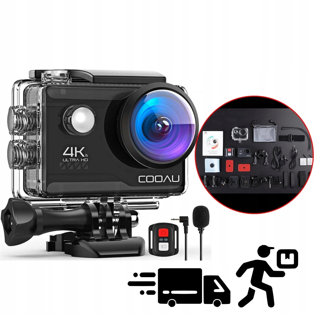 SPORTS CAMERA 4K UHD WIFI EIS WATERPROOF 40M BLACK ACCESSORIES