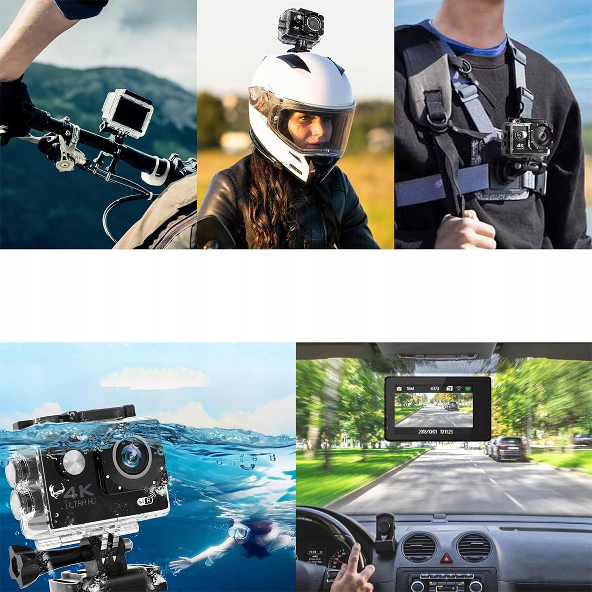 SPORTS CAMERA 4K WIFI USB MICROPHONE WATERPROOF AKCESORIA SET. Brand no brand