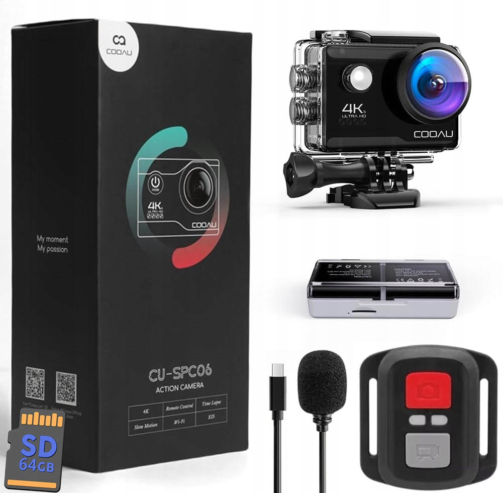 SPORTS CAMERA EIS 4K WIFI USB MICROPHONE 40M WATERPROOF ACCESSORIES SET