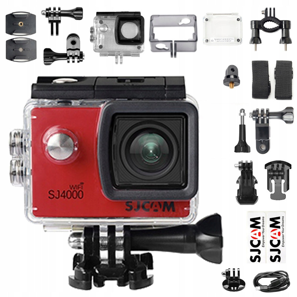 SPORTS CAMERA SJCAM SJ4000 WIFI RED 4k/30FPS WATERPROOF ACCESSORIES