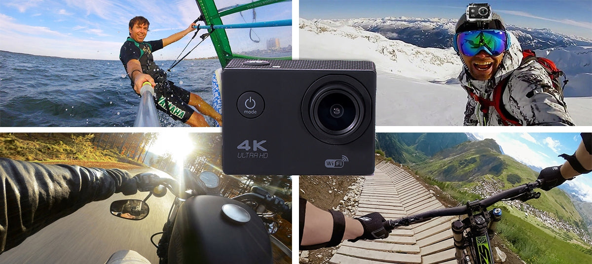 SPORTS CAMERA WATERPROOF 4K UHD LCD SPEAKER MICROPHONE + MOUNT KIT Packaging status original