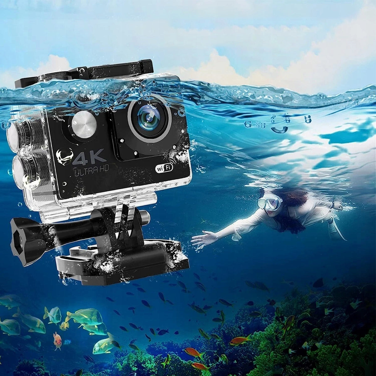 SPORTS CAMERA WATERPROOF FULL HD 1080P CAMERA + HANDLE SET Packaging status original