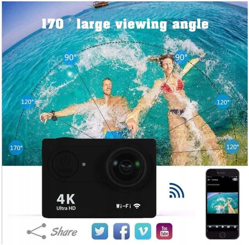 SPORTS CAMERA WATERPROOF ULTRA HD DV 30M 4K 18MP WI-FI KOBWA Brand no brand