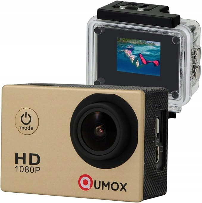 SPORTS CAMERA WATERPROOF up to 30 meters QUMOX SJ4000 GOLD HANDLE SET