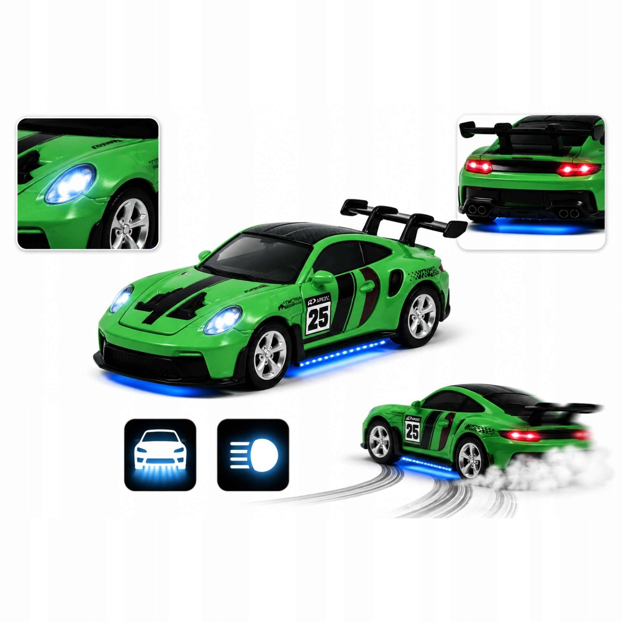 SPORTS CAR REMOTE CONTROLLED MINI RC METAL CAR 1:64 GREEN Kind driving