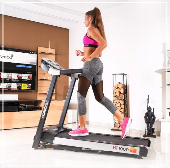 SPORTS TREADMILL FOLDING WITH INCLINATION FAST SPEED 16 KM/H Additional features keyboard shortcuts safety key transport wheels place for water bottle place for mobile phone/tablet foldable telemetry belt touch sensors headphone jack USB port display