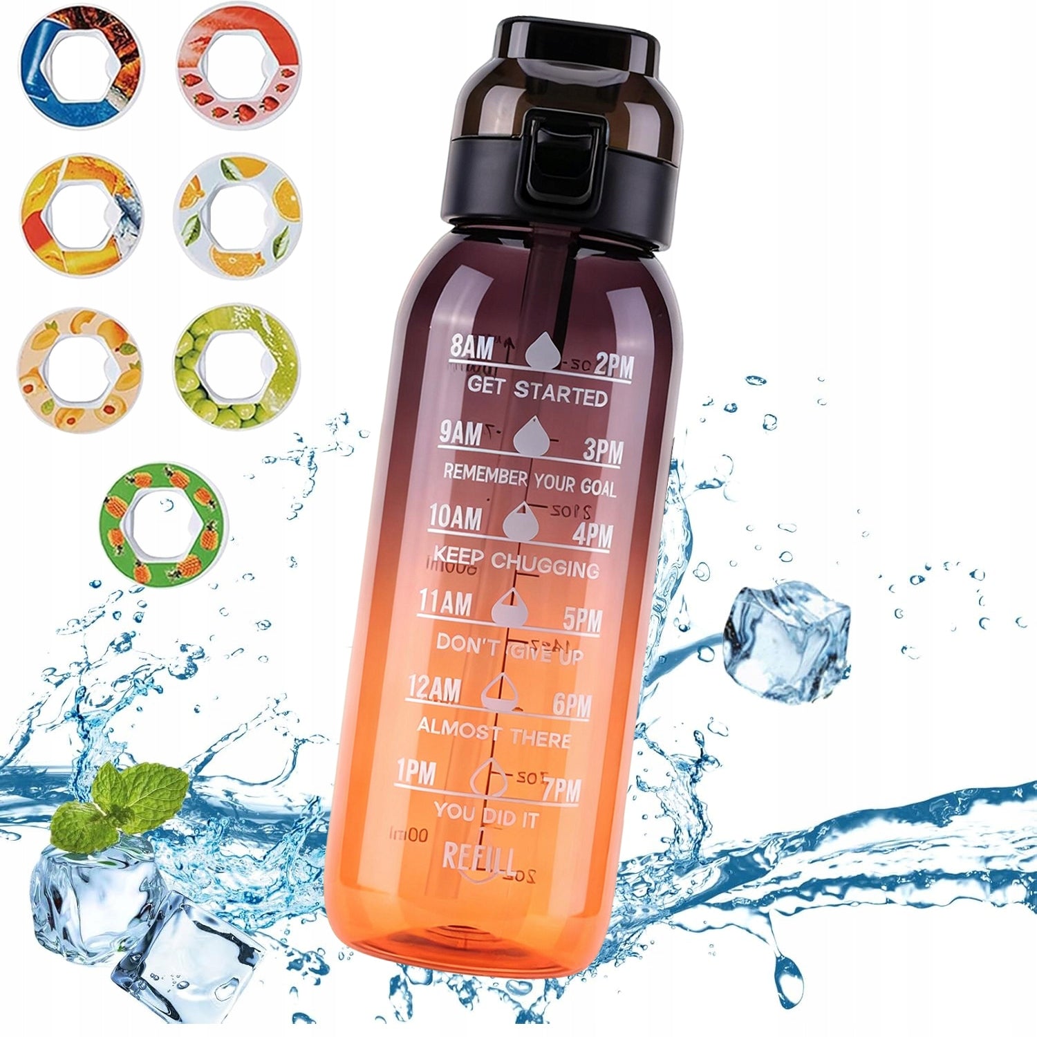 SPORTS WATER BOTTLE 1000ML+ 7 x fruit flavors cartridge