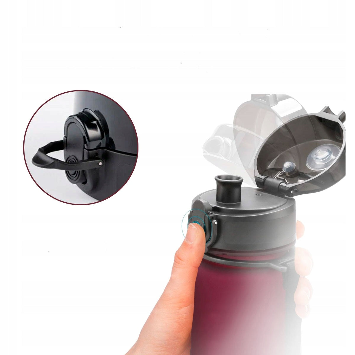 SPORTS WATER BOTTLE 1L TRITAN BOTTLE WITH MEASURING CUP BPA FREE BURGUNDY Brand Uzspace