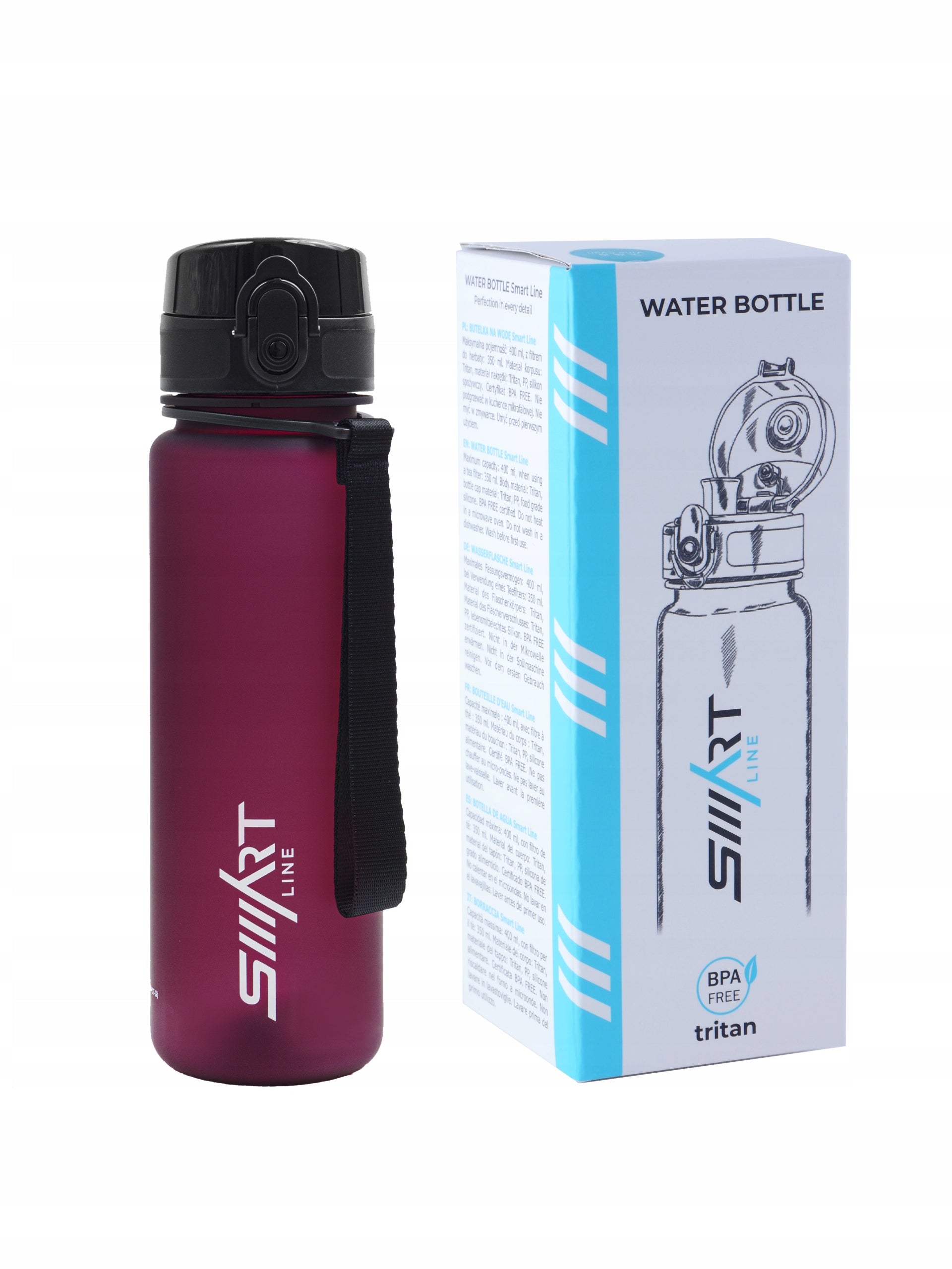 SPORTS WATER BOTTLE 500ml TRITAN AIRTIGHT BPA FREE FITNESS Packaging status original