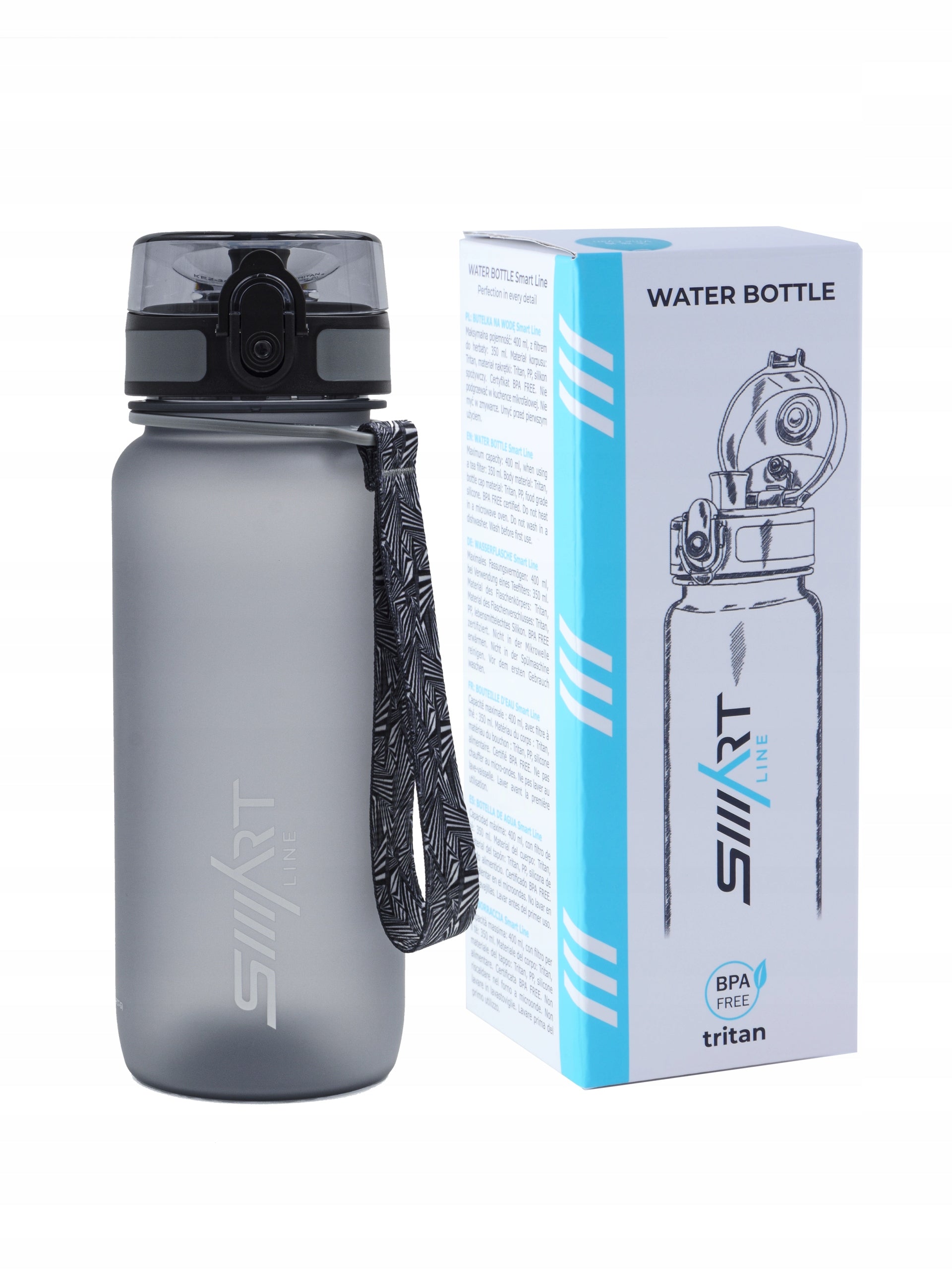 SPORTS WATER BOTTLE 650ml TRITAN AIRTIGHT BPA FREE GYM LARGE Packaging status original