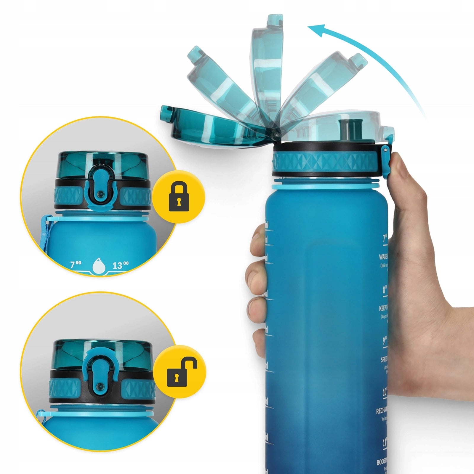 SPORTS WATER BOTTLE AIRTIGHT WATER DRINK BOTTLE SOLID TRITAN 1000 ml Color blue