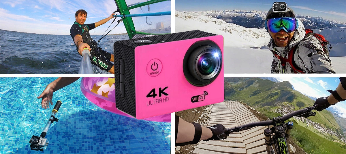 SPORTS WATERPROOF CAMERA 4K UHD LCD SPEAKER + MOUNT KIT Packaging status original