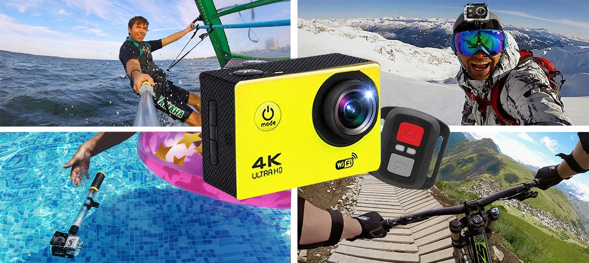 SPORTS WATERPROOF CAMERA 4K UHD LCD SPEAKER + MOUNT KIT + REMOTE CONTROL Packaging status original