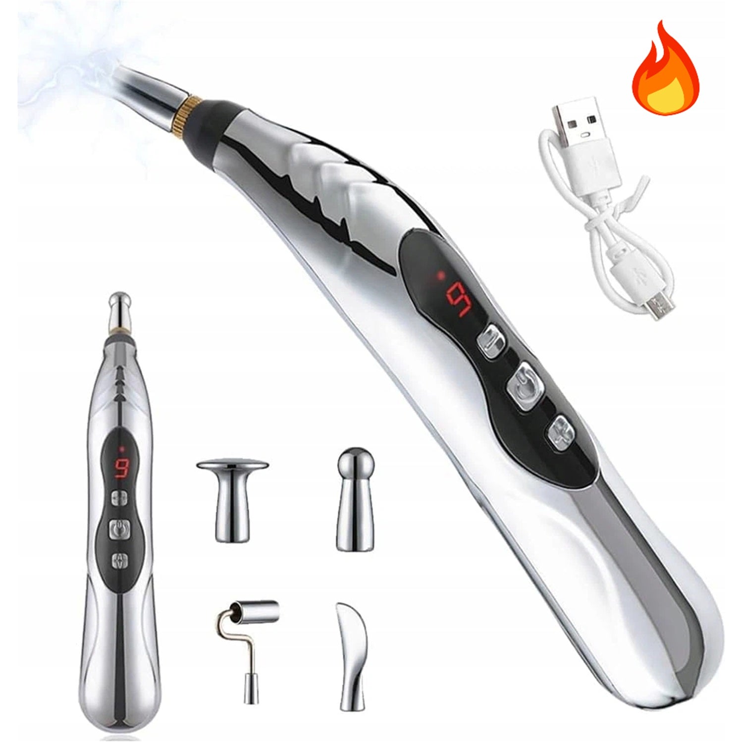 SPOT MASSAGER ACUPUNCTURE PEN 5 INTERCHANGEABLE HEADS New Packaging status original
