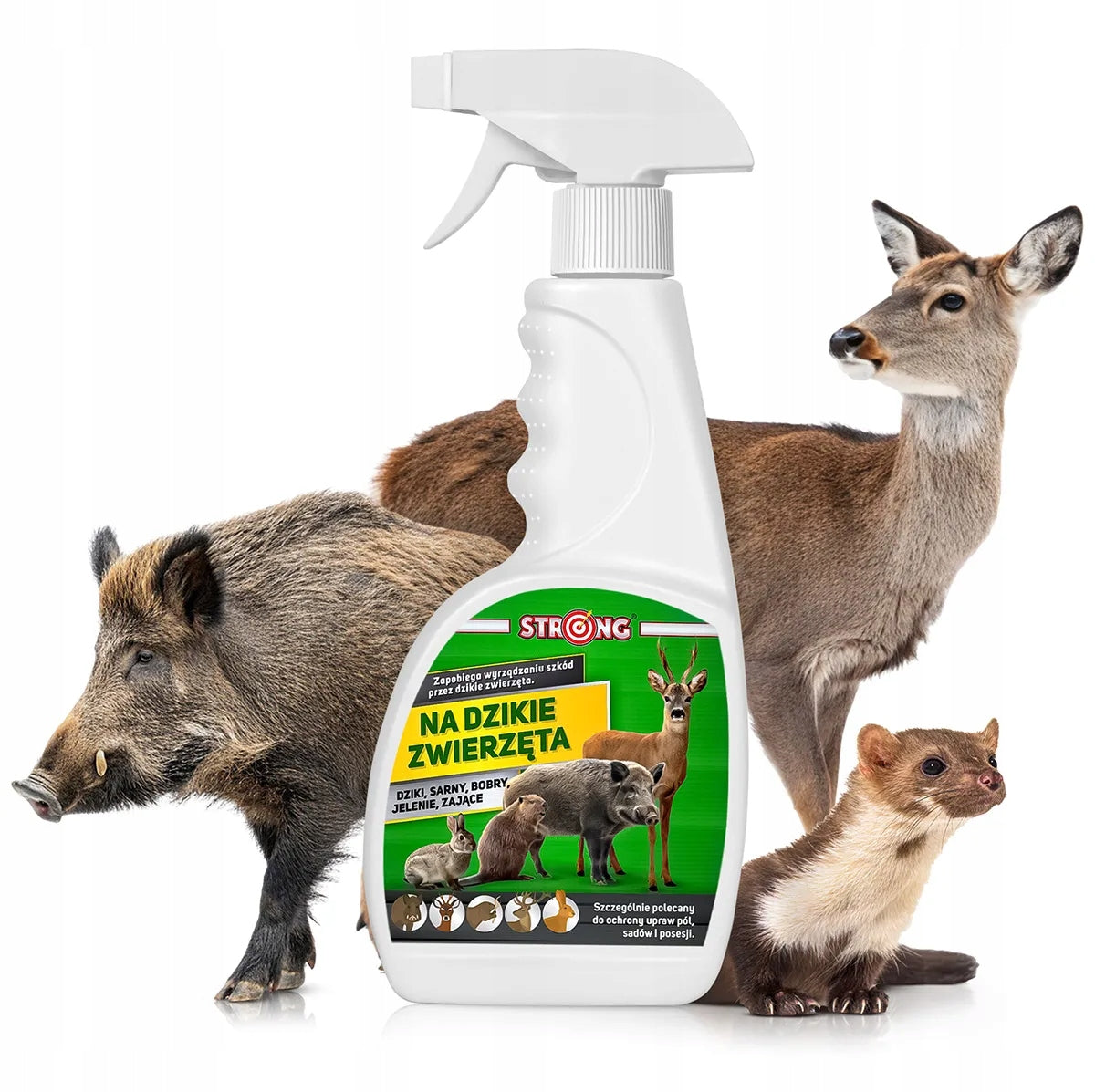 SPRAY FOR WILD BOARS, MARTENS, ROE DEER, BEAVERS, HARES. DISCOURAGING LIQUID STRONG 500ML