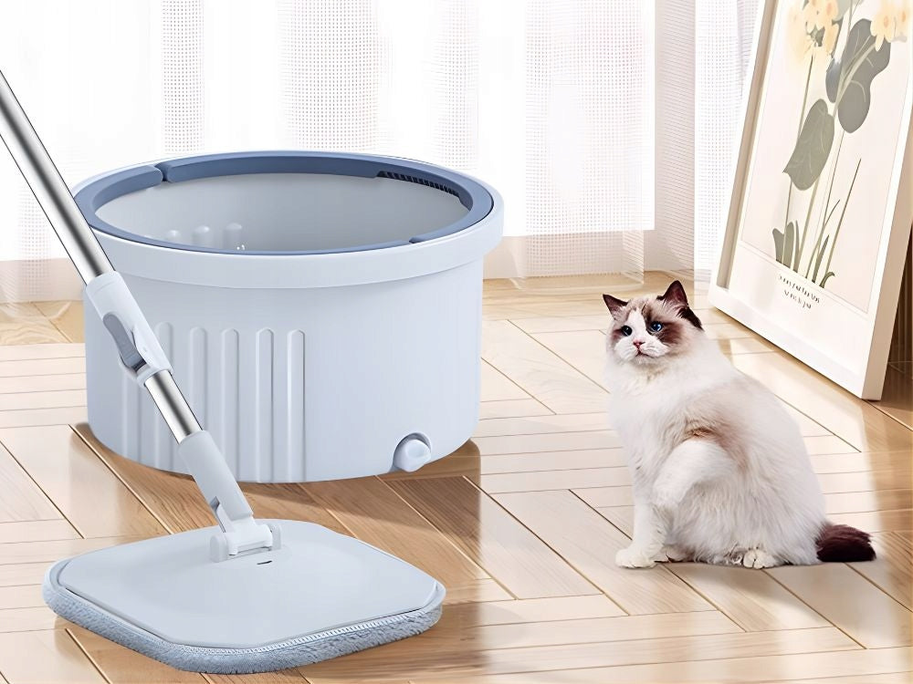SQUARE FLAT MOP WITH ROTARY BUCKET DRAIN MICROFIBER COVER Brand no brand