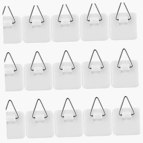 SQUARE SELF ADHESIVE HOOKS FOR PICTURE FRAMES 15 PCS STEEL
