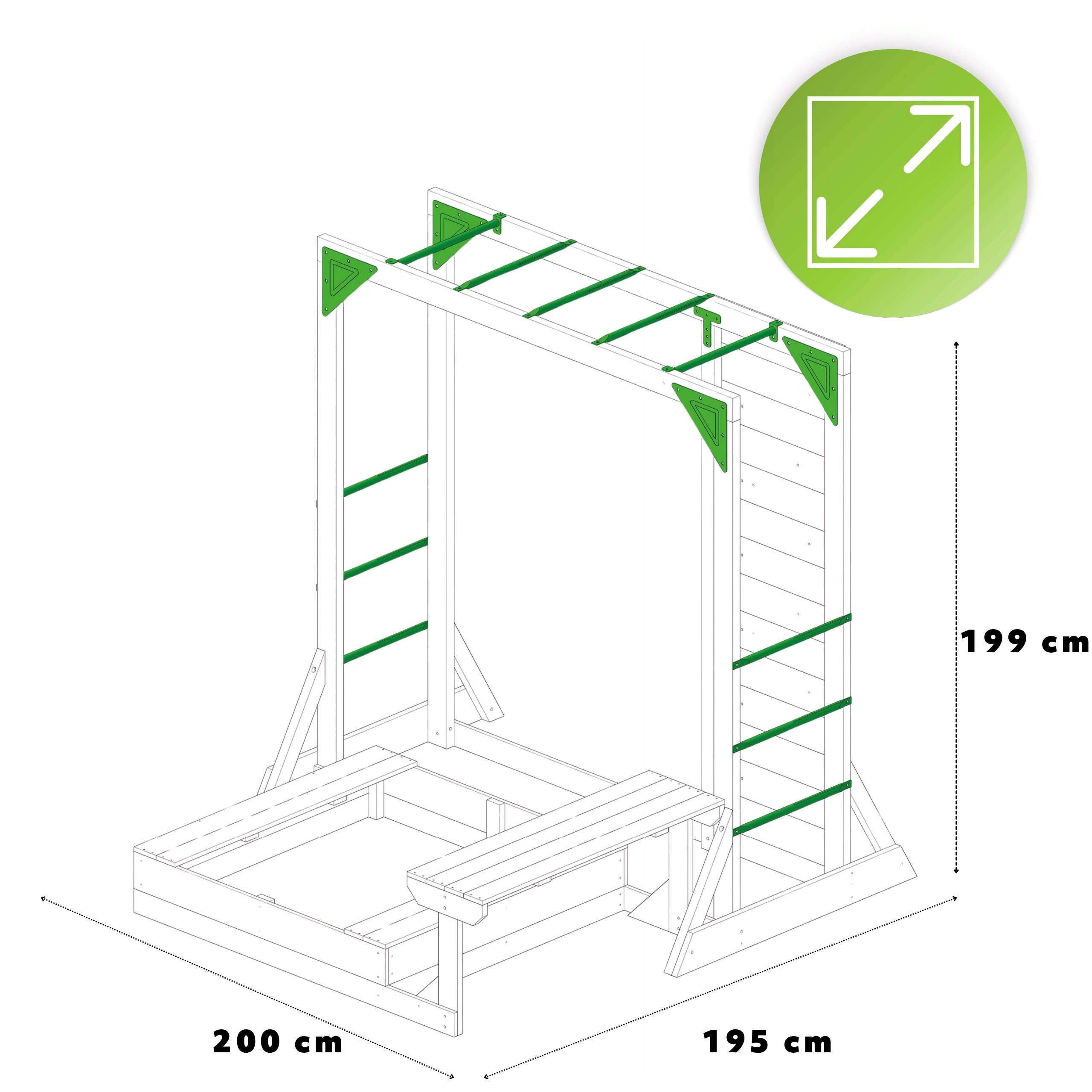SQUARE TOYS FOR CHILDREN WOODEN FUNLAND IV 4IN1 CLIMBING WALL BARS Manufacturer code 960636