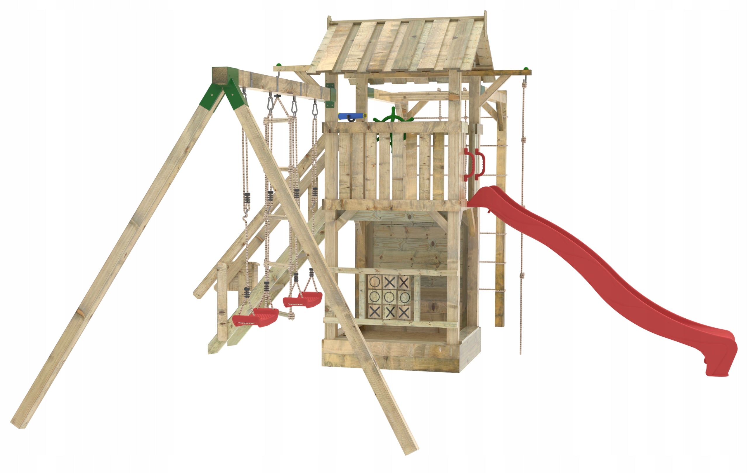 SQUARE TOYS Slide 2x Swing Climbing Wall for children +FREEBIES Dominant material wood