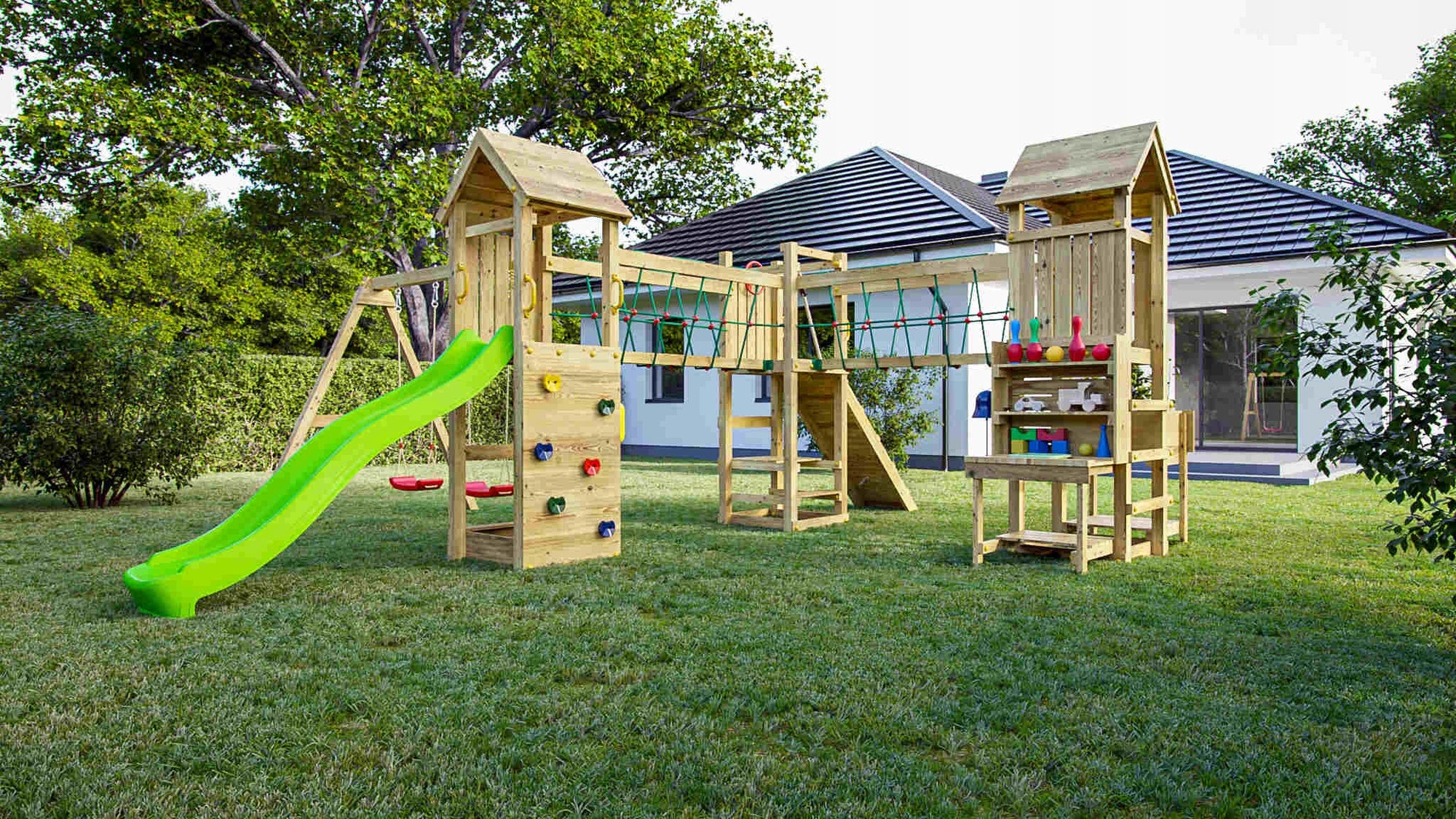 SQUARE TOYS WOODEN GARDEN XXL PREMIUM 2x BRIDGE 2x SWING KITCHEN TABLE Dominant material wood