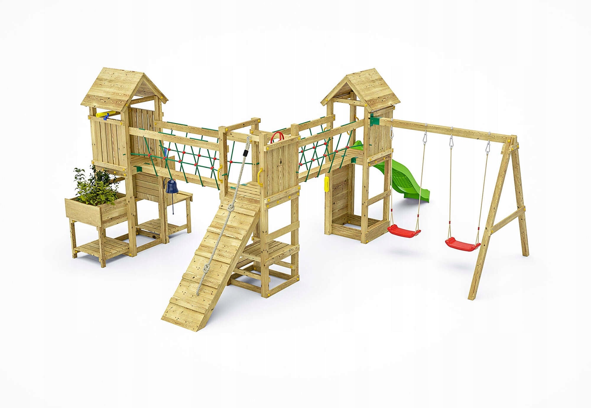 SQUARE TOYS WOODEN GARDEN XXL PREMIUM 2x BRIDGE 2x SWING KITCHEN TABLE Kid's age 3＋ years