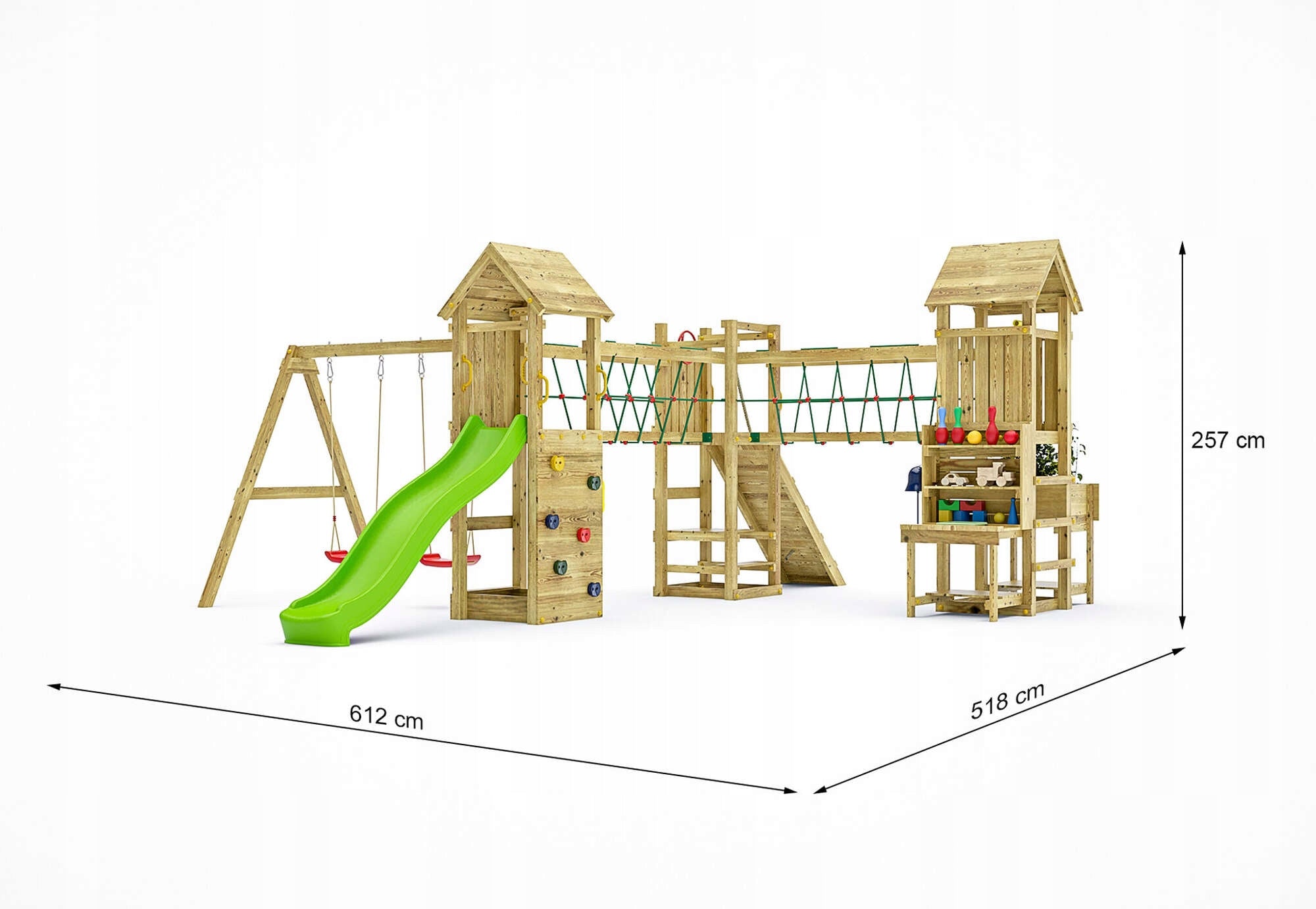 SQUARE TOYS WOODEN GARDEN XXL PREMIUM 2x BRIDGE 2x SWING KITCHEN TABLE Manufacturer code S-08510-P-K-XG-1