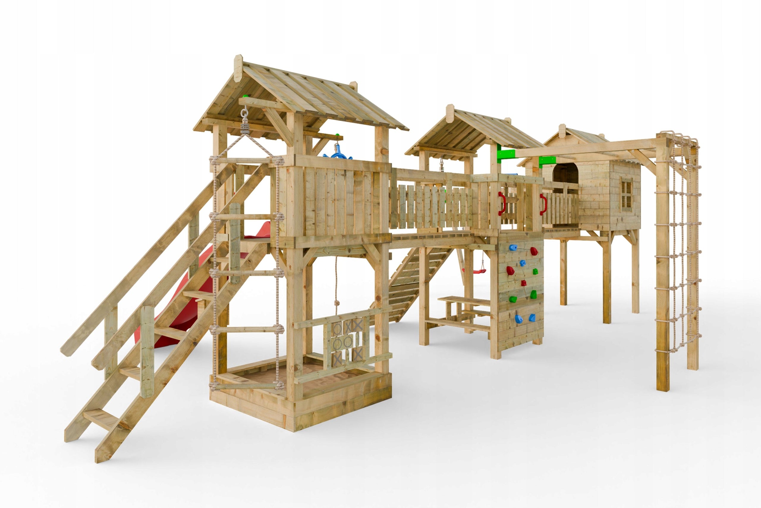 SQUARE TOYS XXL Slide Cottage for children 2x Swing Monkey Grove + FREEBIES Manufacturer code Meblogród Duża kraina zabaw