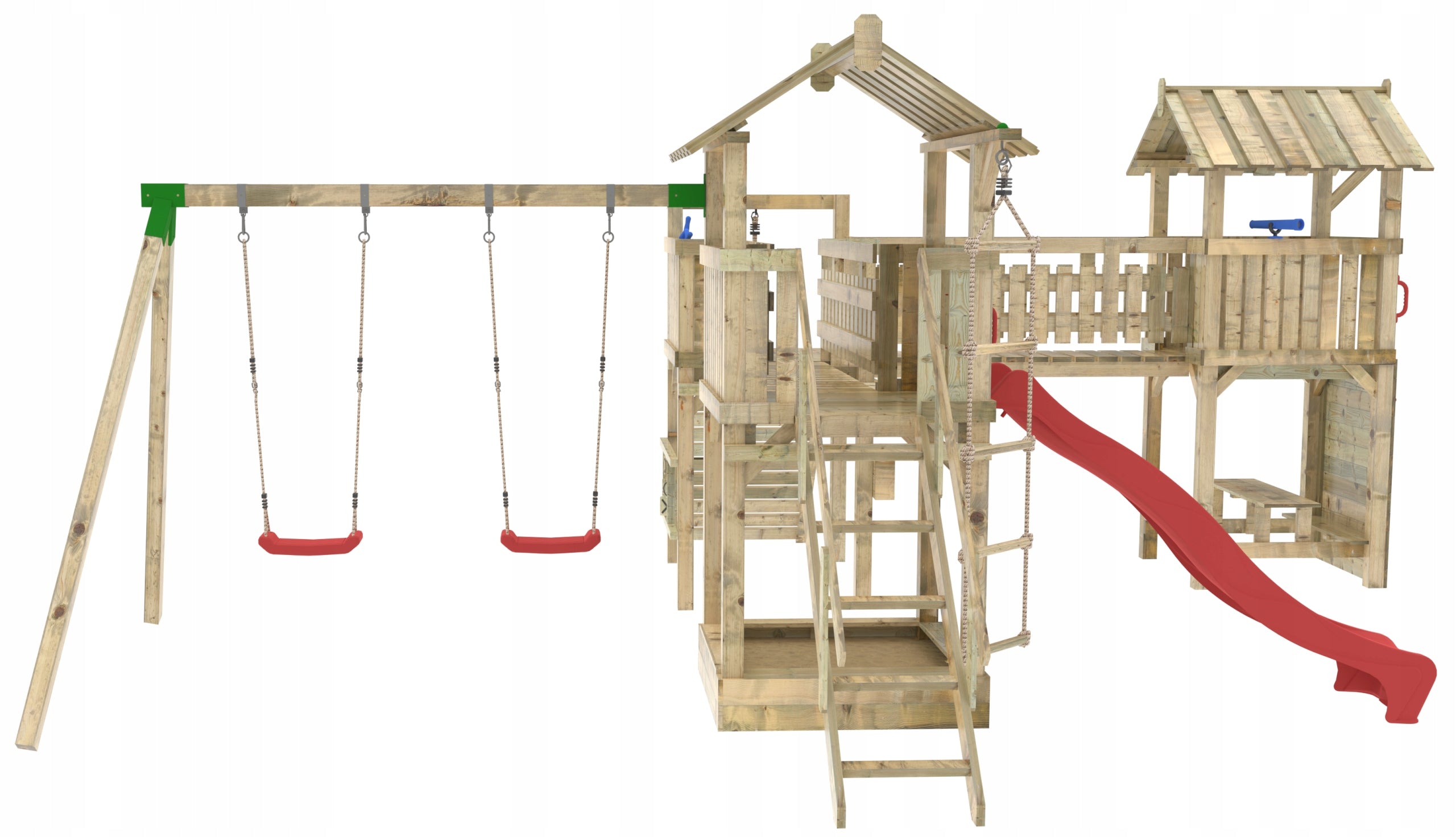 SQUARE TOYS XXL Slide Tower Sandbox for children 2x Swing +FREEBIE Dominant material wood