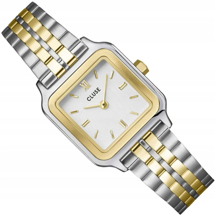 SQUARE WOMEN'S WATCH CLUSE CW11801 BIKOLOR SILVER-GOLD SLIM 24mm BOX