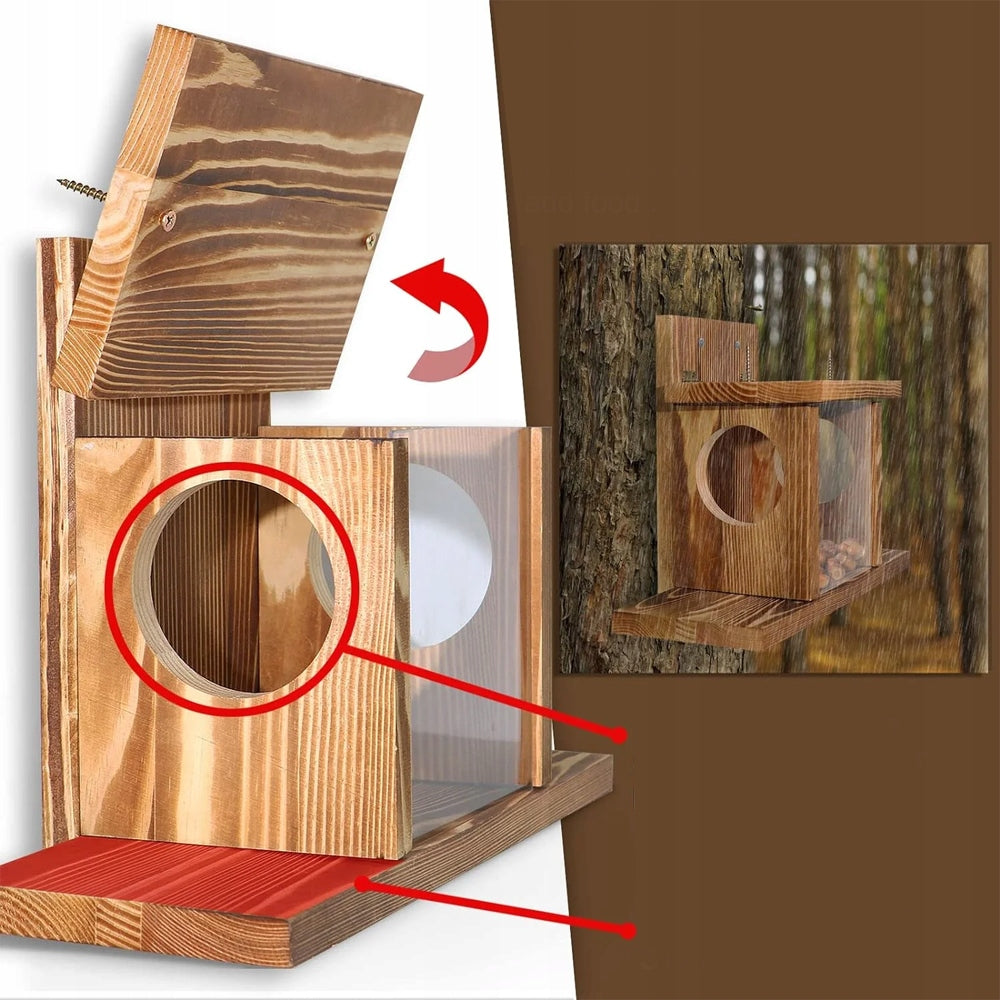 SQUIRREL FEEDER - COTTAGE, NESTING BOX WITH OPENING ROUND 35X24CM Product height 24 cm