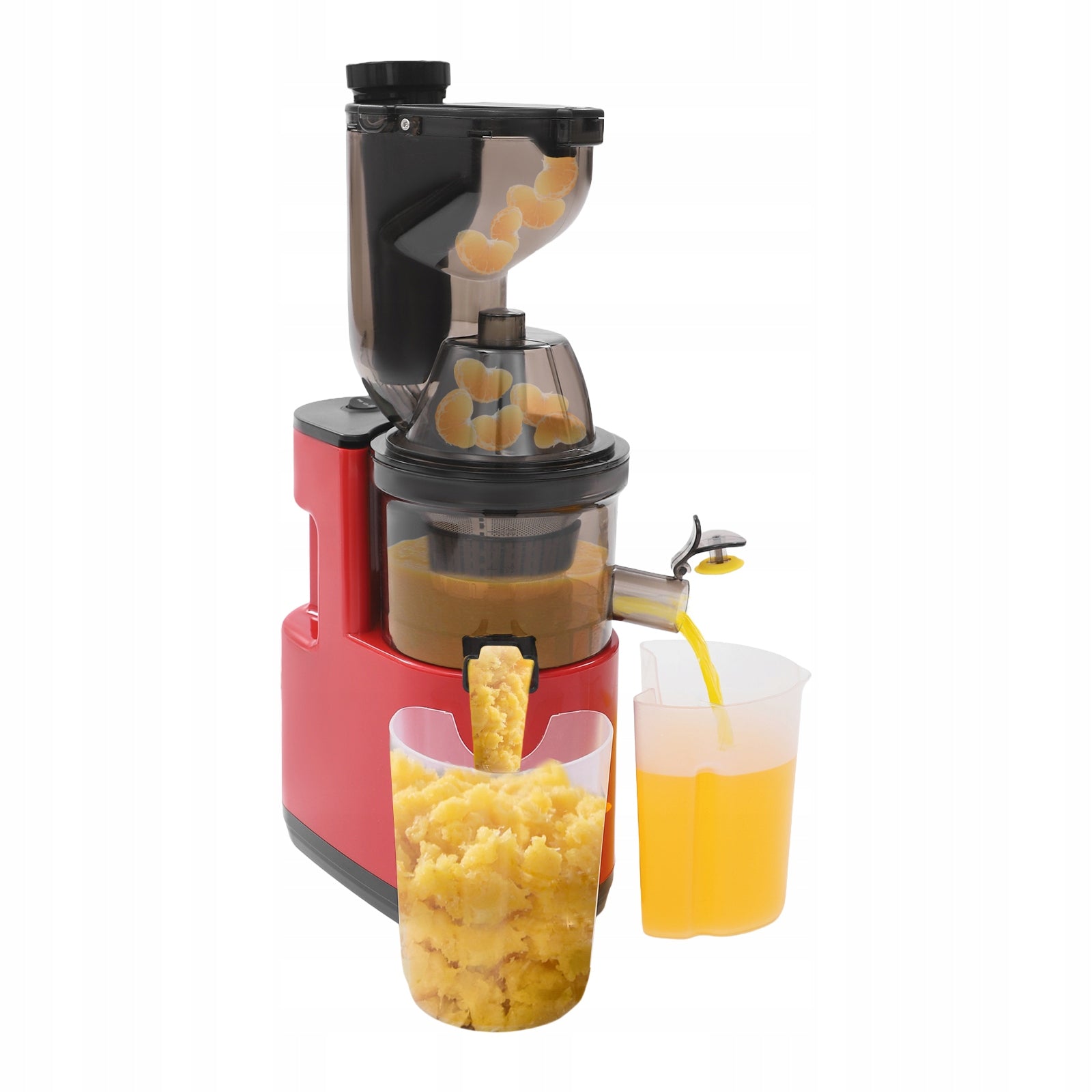 SS304 Slow Juicer, 500W Red Electric Fruit Juicer with 2-Cups, 220V