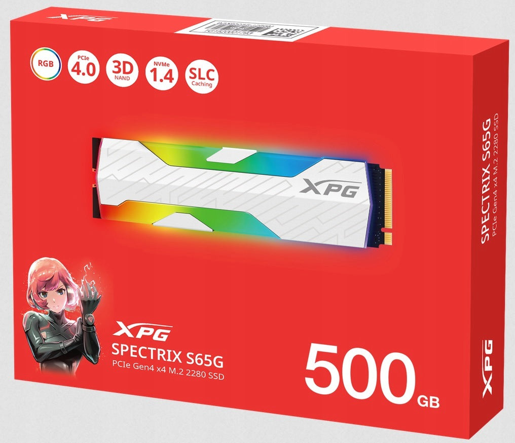 SSD Adata SPECTRIX S65G 500GB RGB PCIe Gen4x4 M.2 2280 NVMe 1.4 SLC