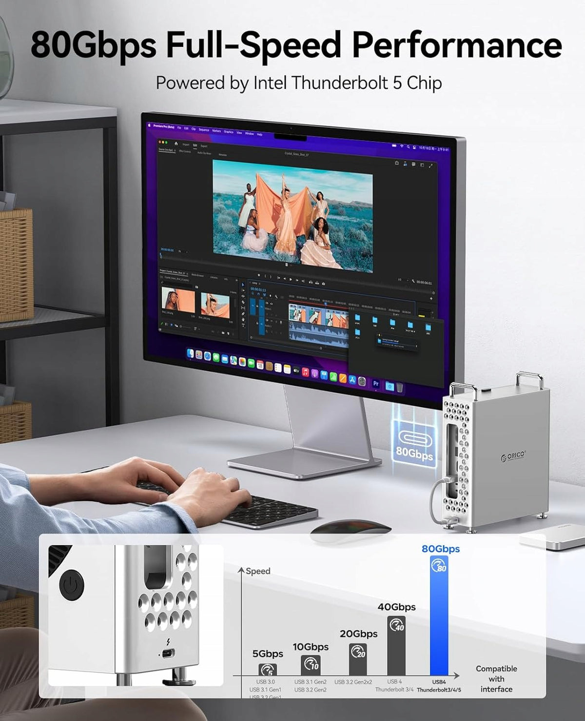 SSD EXTERNAL 1TB THUNDERBOLT 5 80GB/S USB-C ALUMINUM Disk interface other