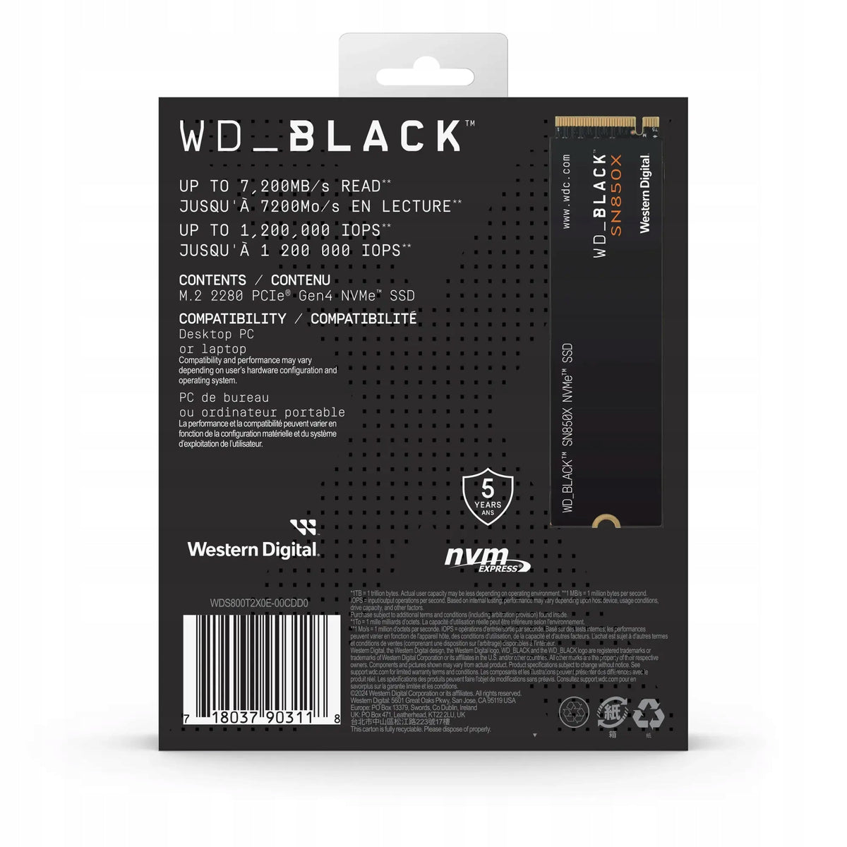 SSD disk Western Digital SN850X 8TB M.2 PCIe Model SN850X