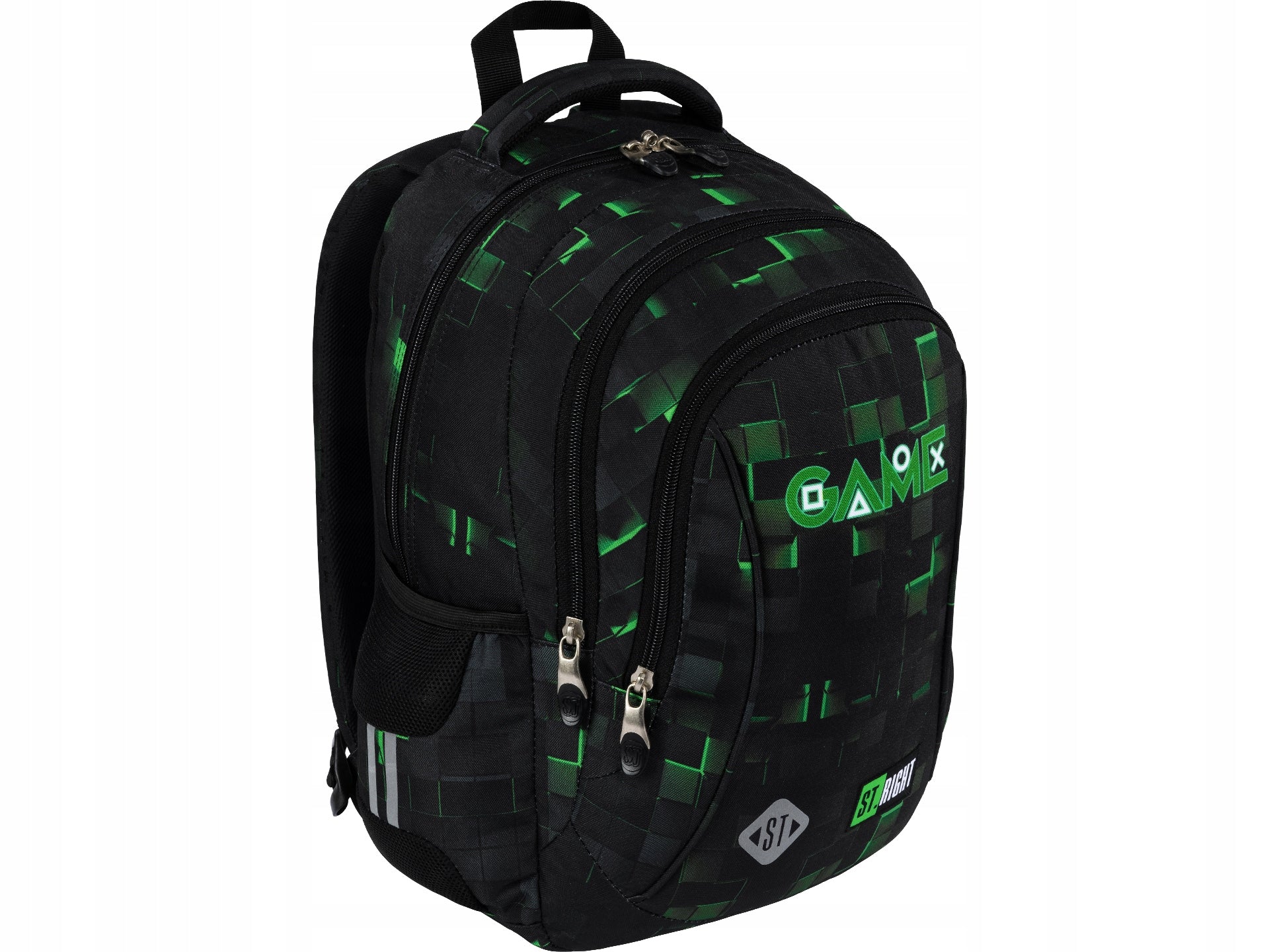 ST.RIGHT 3-chamber school backpack BAG GAME FOR BOYS 1-3 PIXELS Brand St.Right