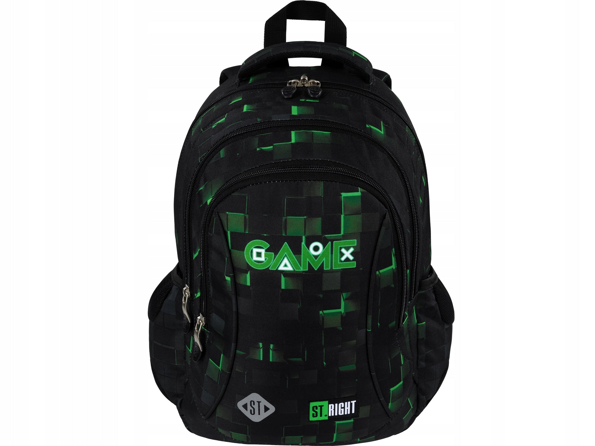 ST.RIGHT 3-chamber school backpack BAG GAME FOR BOYS 1-3 PIXELS Manufacturer code GREEN GAME