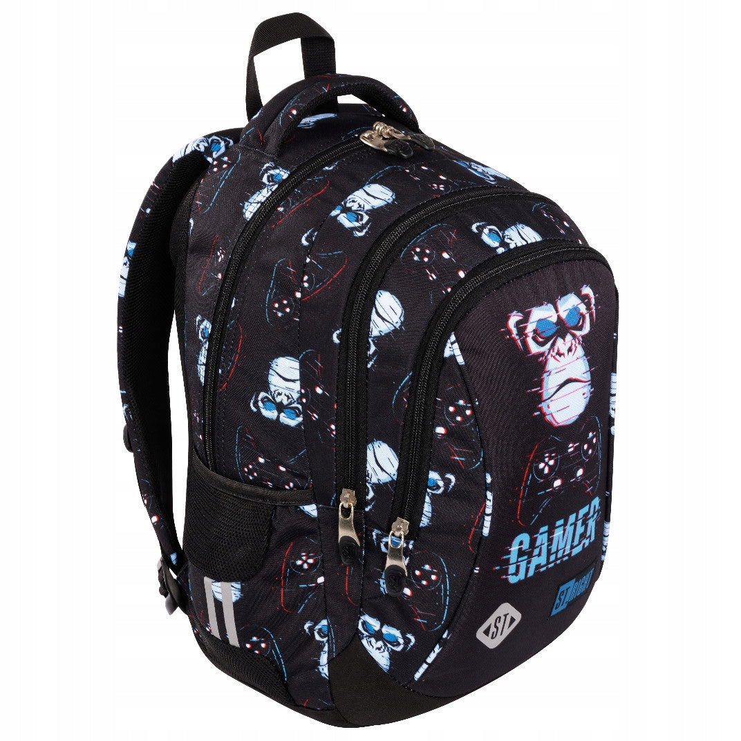 ST.RIGHT 3-compartment BLUE GAMER SCHOOL BACKPACK FOR BOYS Brand St.Right