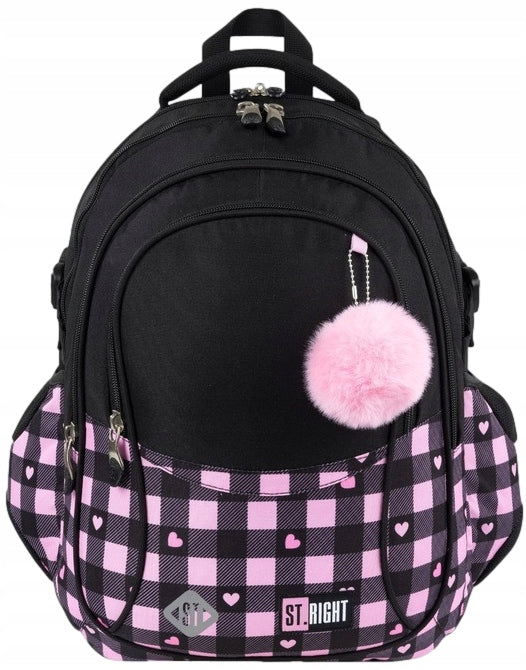 ST.RIGHT PINK CHECKERED SCHOOL BACKPACK FOR GIRLS