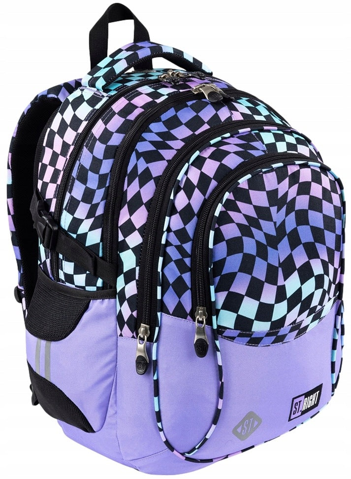 ST.RIGHT SCHOOL BACKPACK YOUTH Wavy Chessboard Manufacturer code SZACHOWNICA