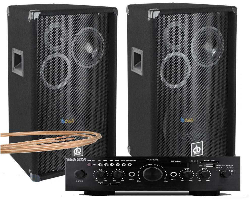 STAGE LOUDSPEAKERS 600W+ BLUETOOTH AMPLIFIER RADIO 5 CHANNELS