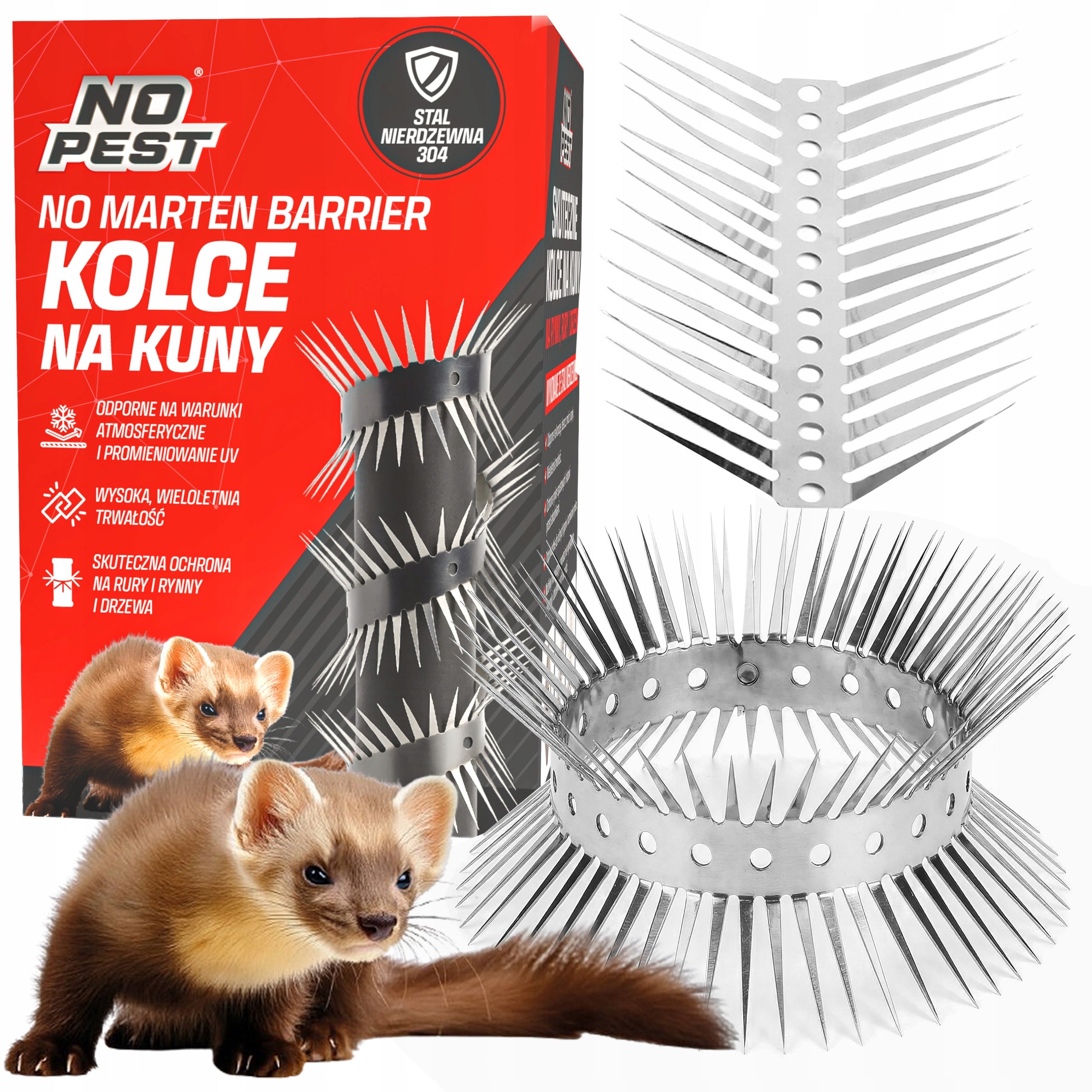 STAINLESS SPIKES FOR GUTTERS TREE PIPES FOR MARTENS TO REPEL MARTENS NO PEST