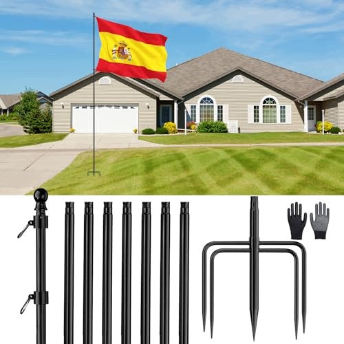 STAINLESS STEEL ADJUSTABLE FLAG MAST 5 LEGS FOR GARDEN STEEL Color multicolor