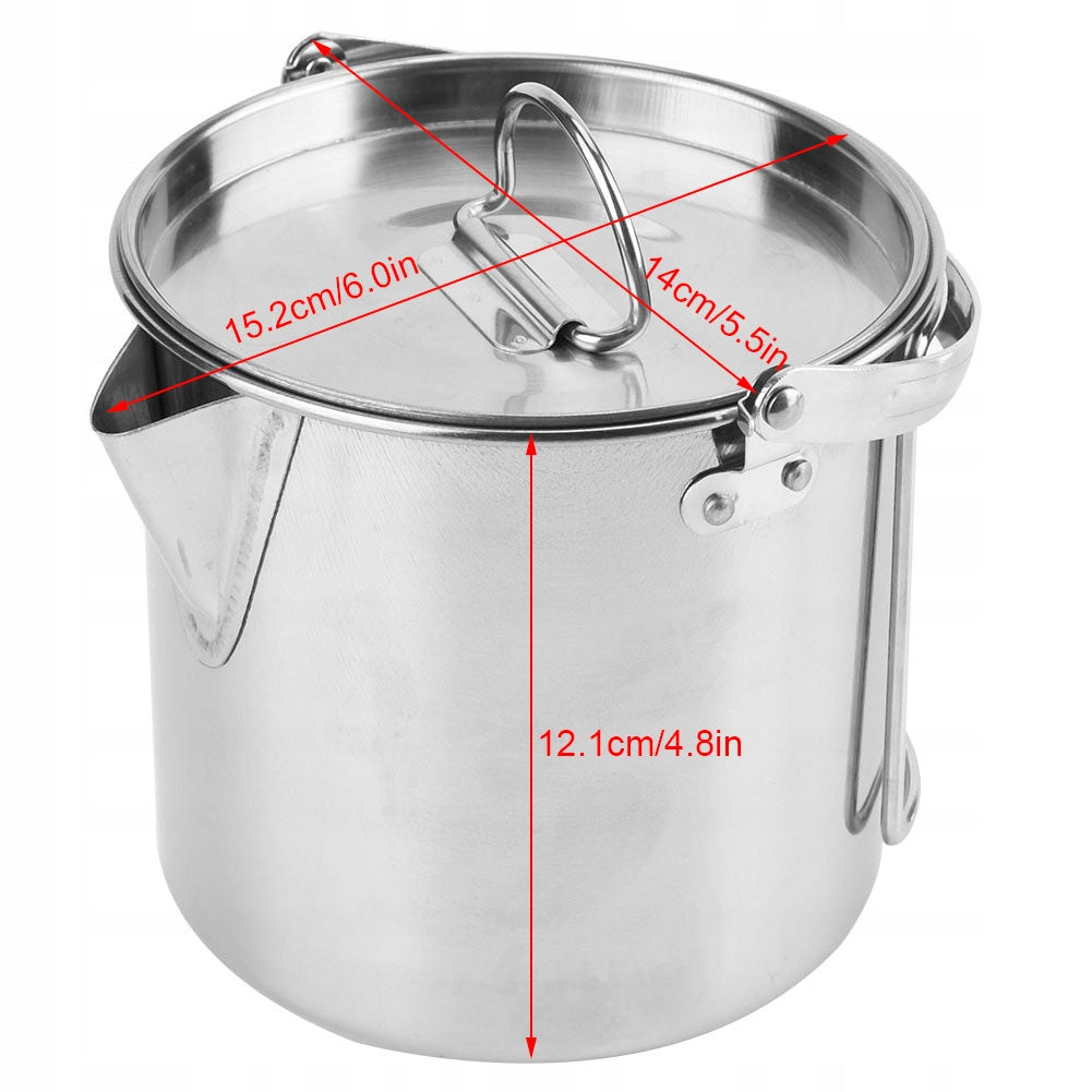 STAINLESS STEEL CAMPING POT WATER CUP Color silver