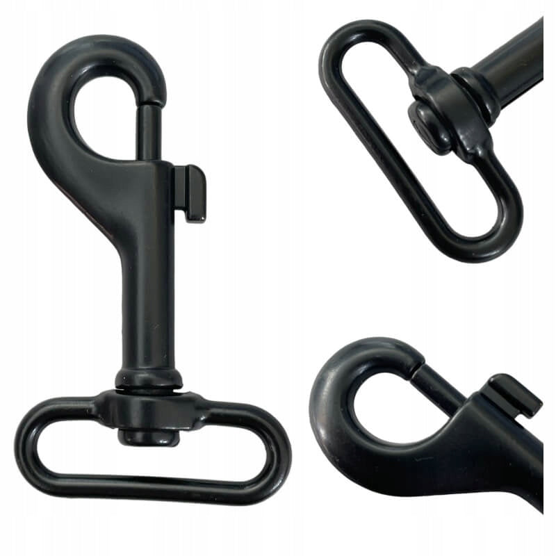 STAINLESS STEEL CARABINER 30x65mm Black Semi-Mat Metal For Belt Ropes