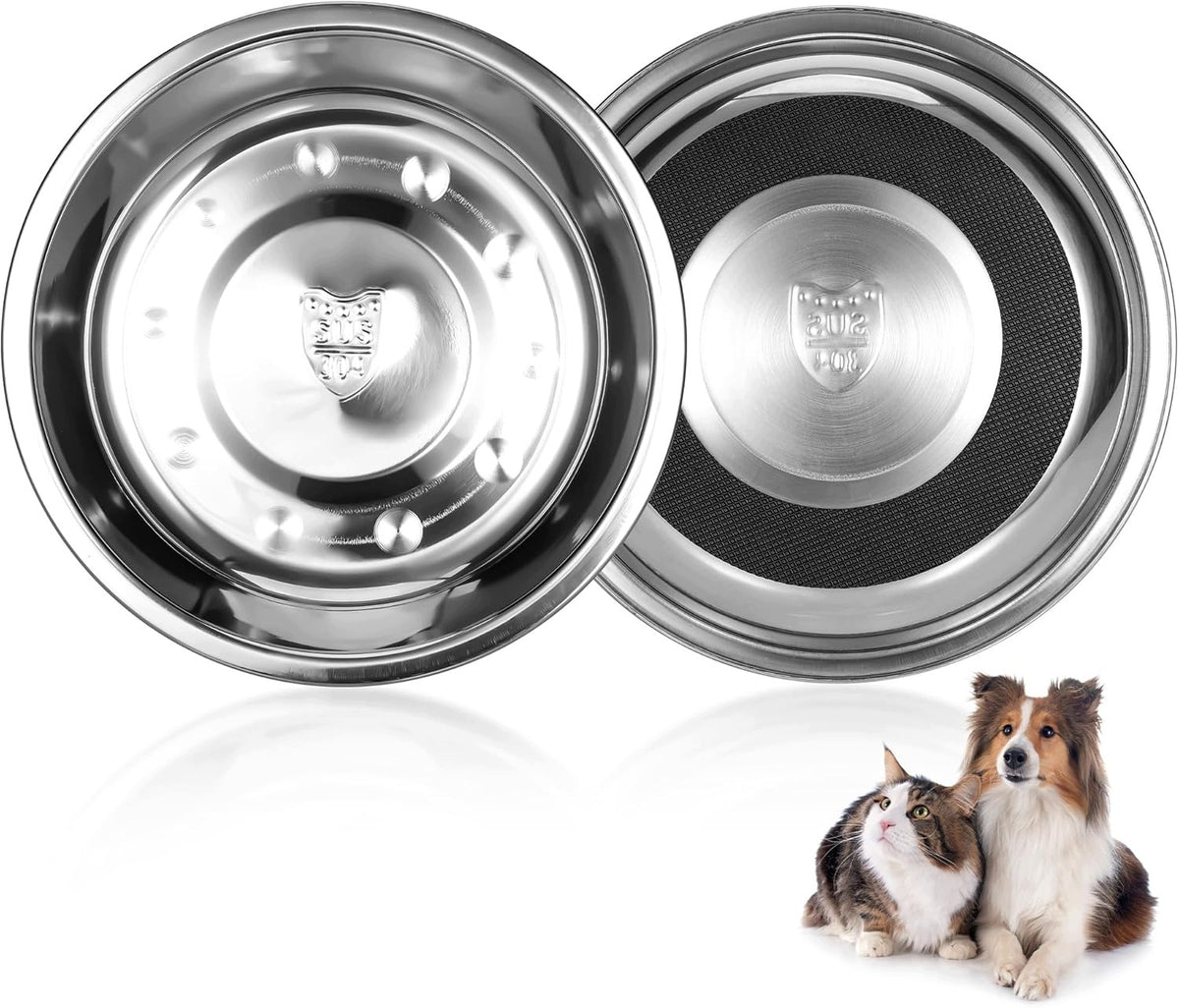 STAINLESS STEEL CAT BOWL NON-SLIP 18CM 2PCS